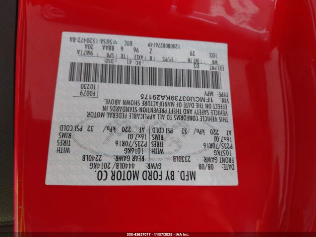 2009 FORD ESCAPE 1FMCU03739KA29175 Photo 8