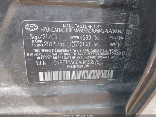 2010 HYUNDAI SONATA 5NPET4AC6AH633975 Photo 8