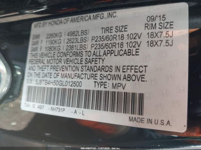 2016 ACURA RDX 5J8TB4H50GL012500 Photo 8