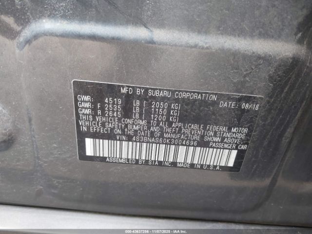 2019 SUBARU LEGACY 4S3BNAS60K3004696 Photo 8