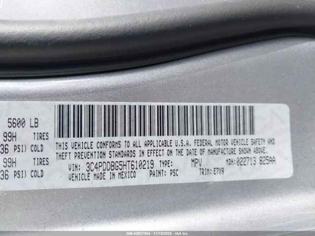 2017 DODGE JOURNEY 3C4PDDBG5HT610219 Photo 8