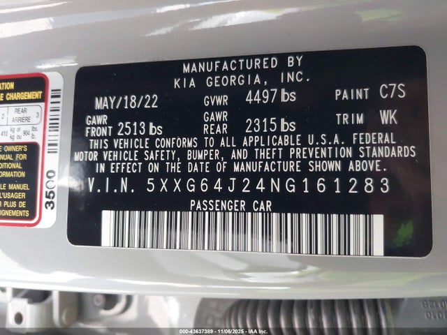 5XXG64J24NG161283 KIA K5 Gt-line