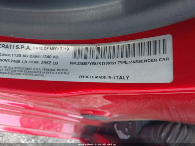 2019 MASERATI GHIBLI ZAM57YSS3K1336121 Photo 8