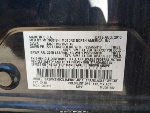 2015 MITSUBISHI OUTLANDER SPORT 4A4AR3AU2FE047001 Photo 8