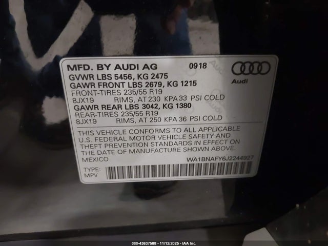 2018 AUDI Q5 WA1BNAFY6J2244927 Photo 8
