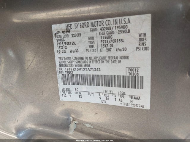 1999 FORD RANGER 1FTYR10V1XTA71243 Photo 8