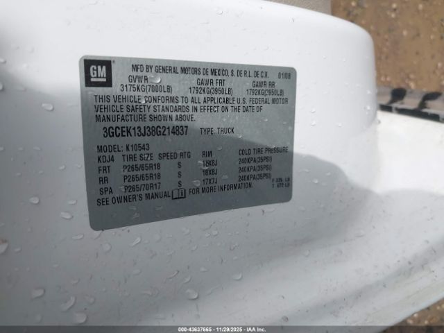 2008 CHEVROLET SILVERADO 1500 3GCEK13J38G214837 Photo 8