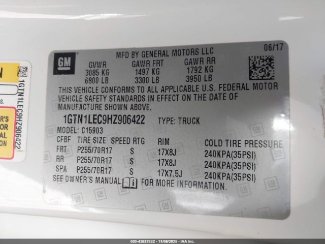 2017 GMC SIERRA 1500 1GTN1LEC9HZ906422 Photo 8