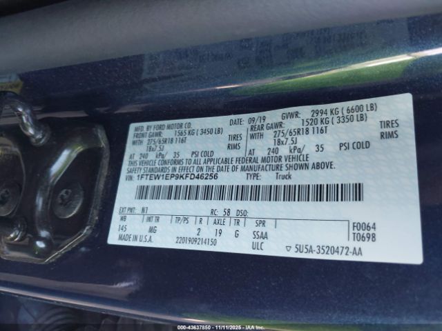 2019 FORD F-150 1FTEW1EP9KFD46256 Photo 8