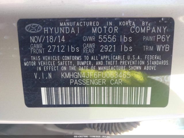 2015 HYUNDAI GENESIS KMHGN4JF6FU063465 Photo 8