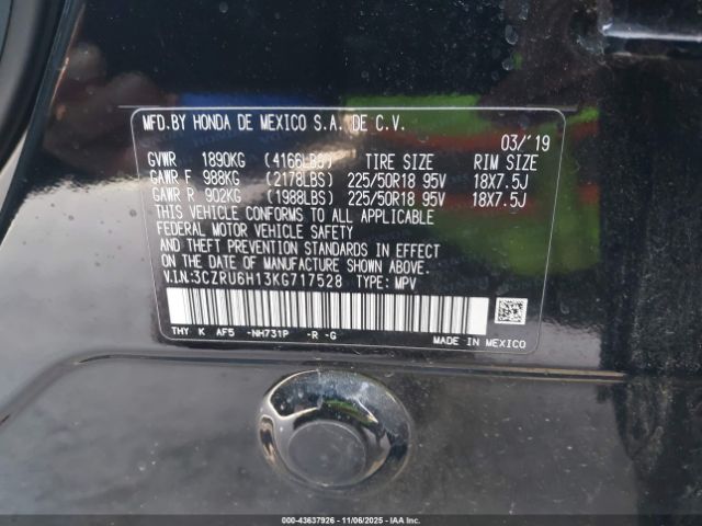 2019 HONDA HR-V 3CZRU6H13KG717528 Photo 8