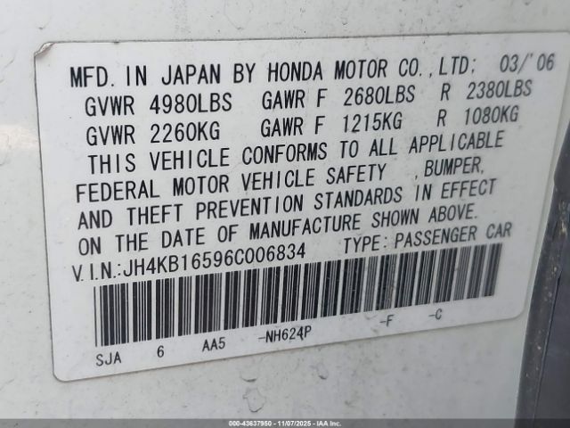 2006 ACURA RL JH4KB16596C006834 Photo 8