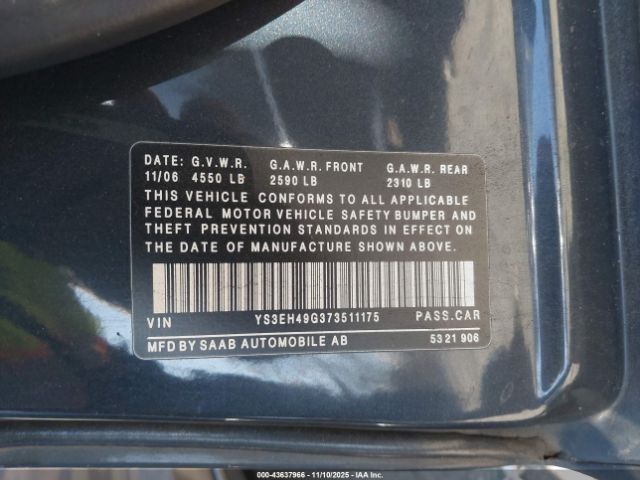 2007 SAAB 9-5 YS3EH49G373511175 Photo 8