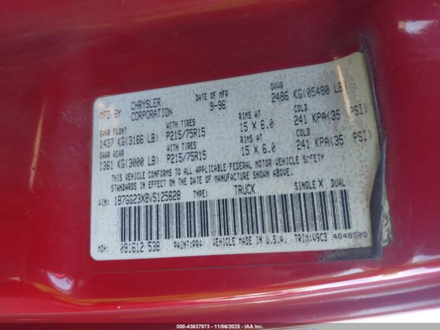 1997 DODGE DAKOTA 1B7GG23X8VS125628 Photo 8