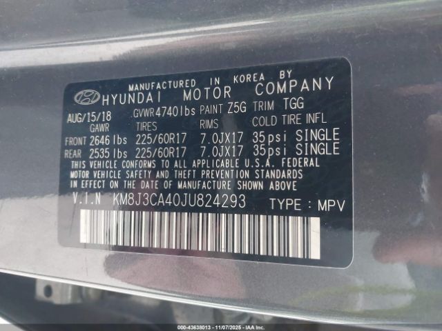 2018 HYUNDAI TUCSON KM8J3CA40JU824293 Photo 8