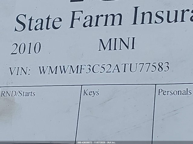 2010 MINI COOPER WMWMF3C52ATU77583 Photo 8