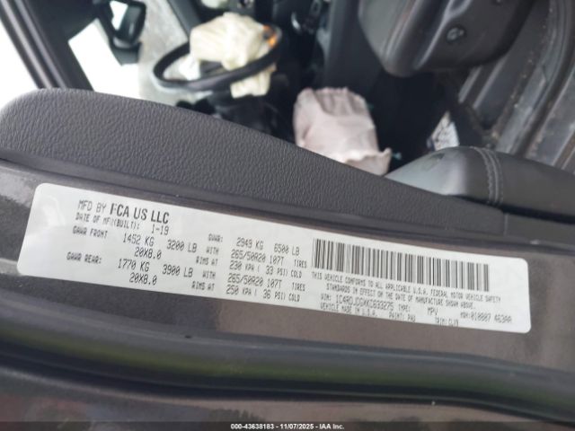 2019 DODGE DURANGO 1C4RDJDGXKC633275 Photo 8