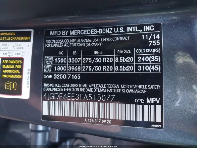 2015 MERCEDES-BENZ GL 450 4JGDF6EE3FA515077 Photo 8