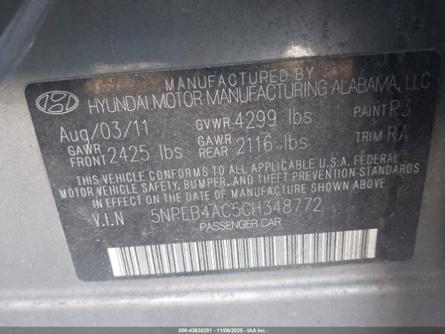 2012 HYUNDAI SONATA 5NPEB4AC5CH348772 Photo 8
