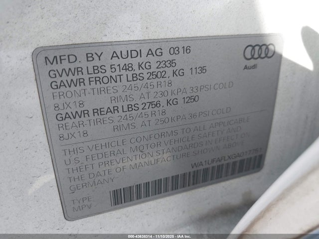 2016 AUDI ALLROAD WA1UFAFLXGA017751 Photo 8