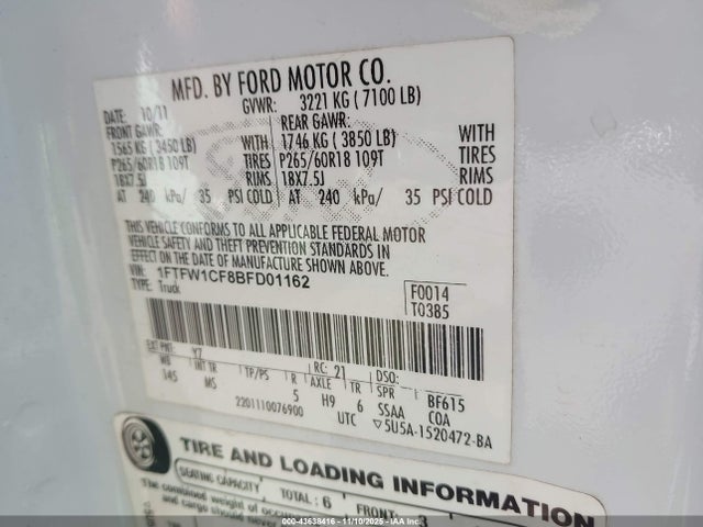 2011 FORD F-150 1FTFW1CF8BFD01162 Photo 8