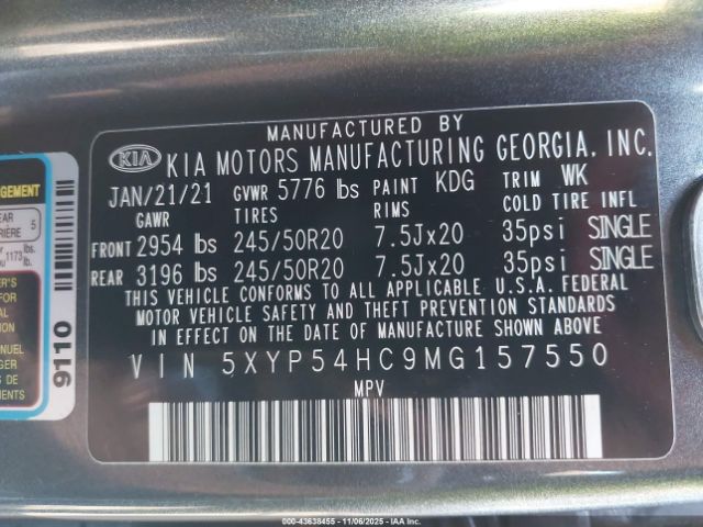 2021 KIA TELLURIDE 5XYP54HC9MG157550 Photo 8