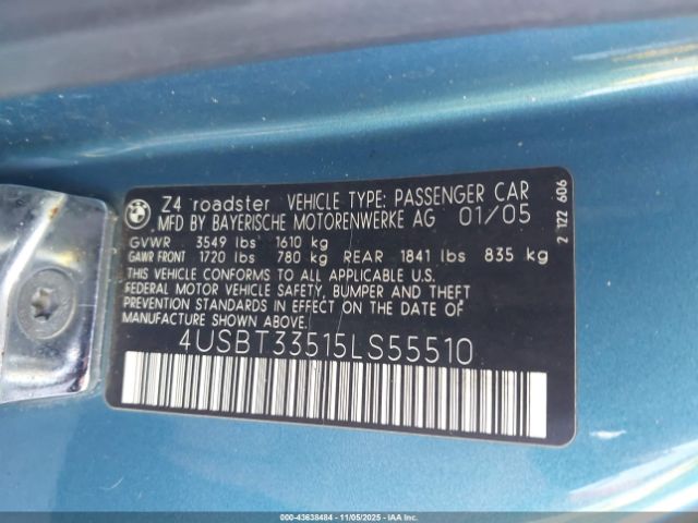 2005 BMW Z4 4USBT33515LS55510 Photo 8