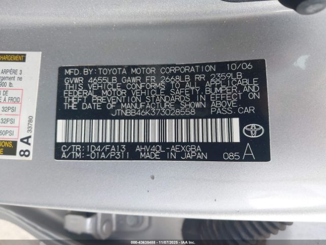 2007 TOYOTA CAMRY HYBRID JTNBB46K373028558 Photo 8