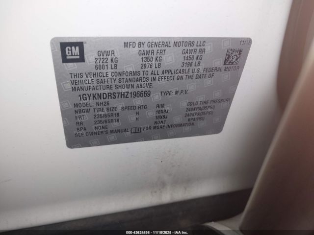 2017 CADILLAC XT5 1GYKNDRS7HZ196669 Photo 8