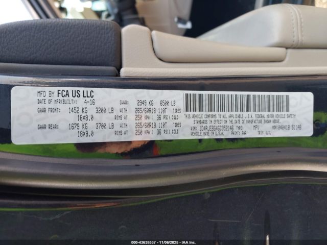 2016 JEEP GRAND CHEROKEE 1C4RJEBG4GC352146 Photo 8