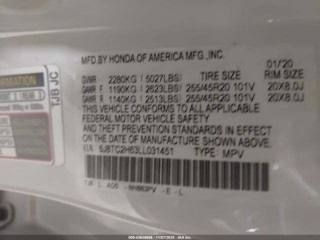 2020 ACURA RDX 5J8TC2H63LL031451 Photo 8