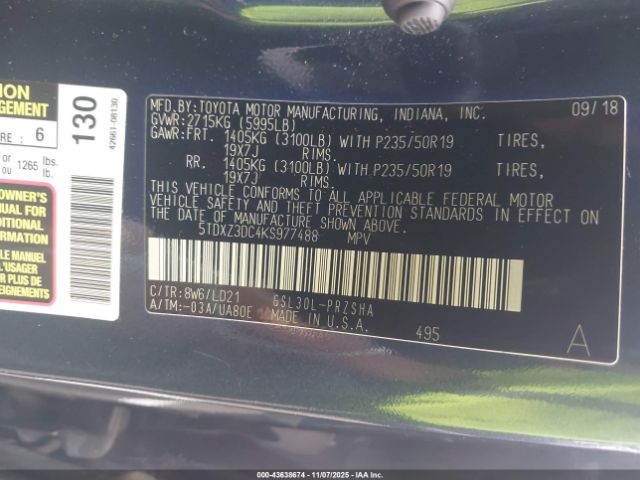 2019 TOYOTA SIENNA 5TDXZ3DC4KS977488 Photo 8