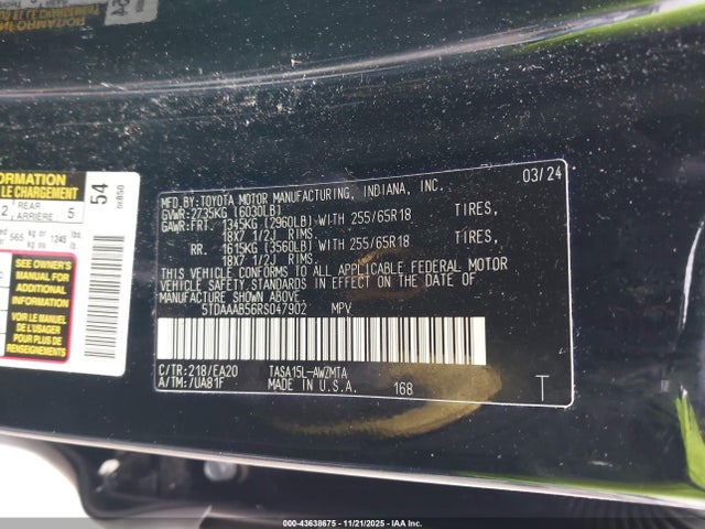 Toyota Grand Highlander Xle 2024 5TDAAAB56RS047902 Image 9