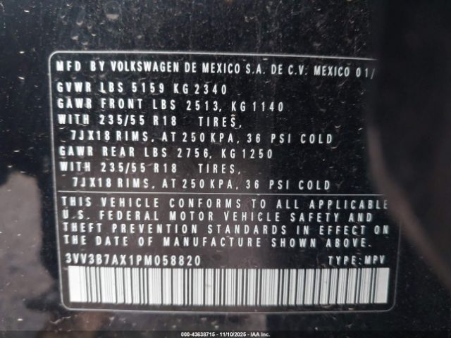 2023 VOLKSWAGEN TIGUAN 3VV3B7AX1PM058820 Photo 8