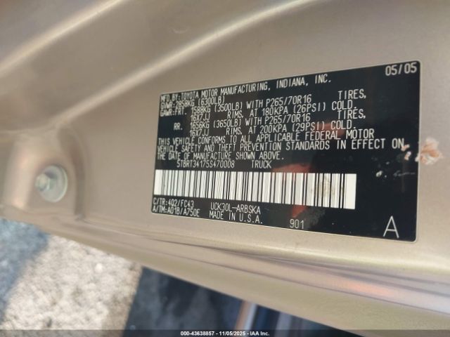 2005 TOYOTA TUNDRA 5TBRT34175S470008 Photo 8