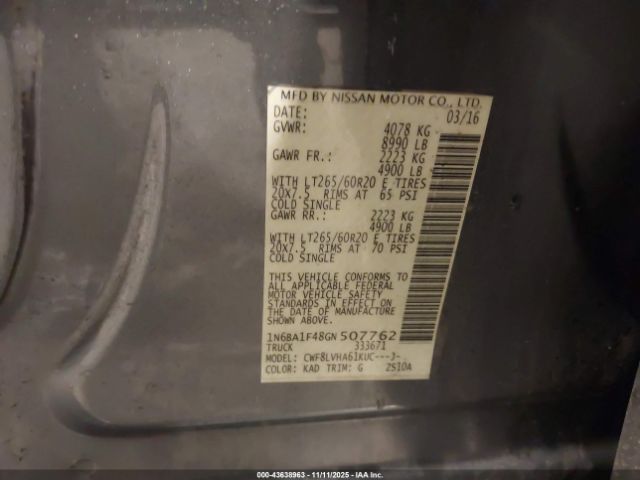 2016 NISSAN TITAN XD 1N6BA1F48GN507762 Photo 8