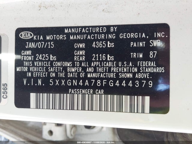 5XXGN4A78FG444379 KIA OPTIMA EX