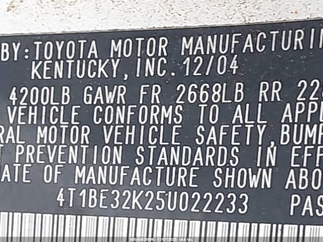 2005 TOYOTA CAMRY 4T1BE32K25U022233 Photo 8