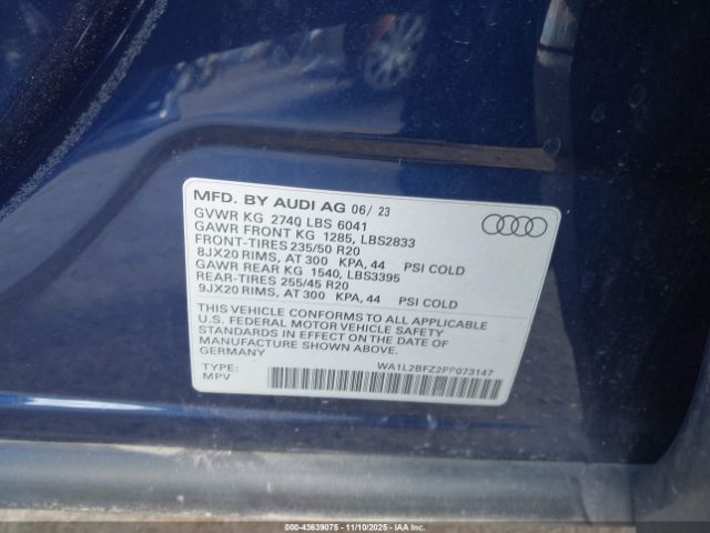 2023 AUDI Q4 E-TRON WA1L2BFZ2PP073147 Photo 8