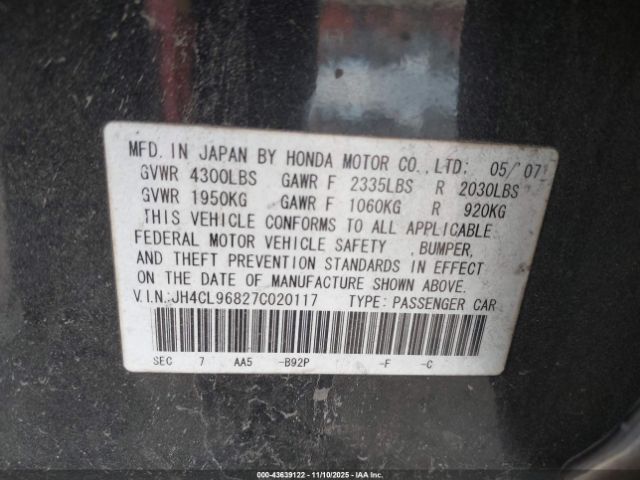 2007 ACURA TSX JH4CL96827C020117 Photo 8