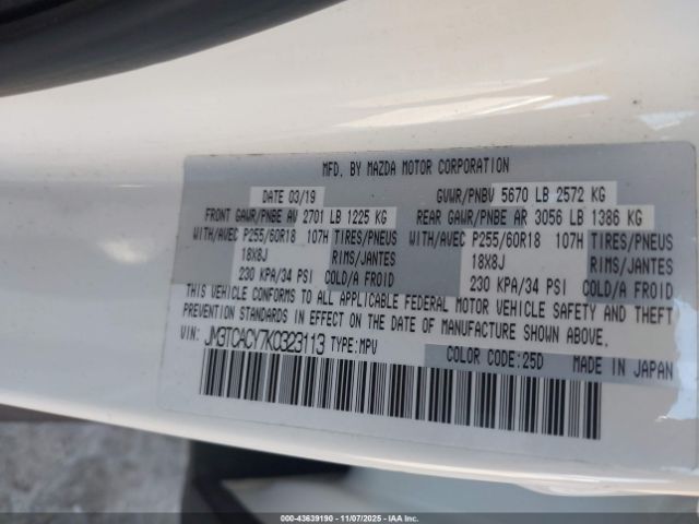 2019 MAZDA CX-9 JM3TCACY7K0323113 Photo 8