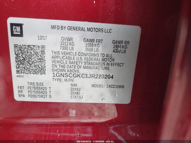 2018 CHEVROLET SUBURBAN 1GNSCGKC1JR220204 Photo 8