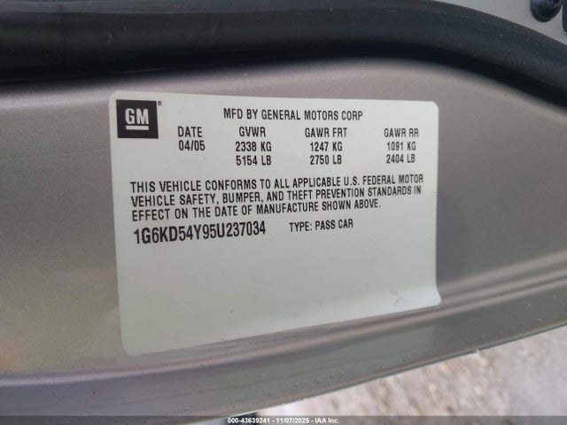 2005 CADILLAC DEVILLE 1G6KD54Y95U237034 Photo 8