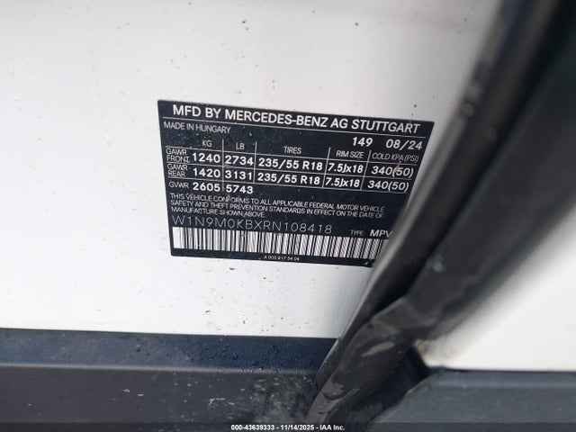 2024 MERCEDES-BENZ EQB 300 SUV W1N9M0KBXRN108418 Photo 8