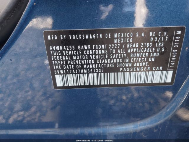 2017 VOLKSWAGEN JETTA 3VWL17AJ7HM361337 Photo 8