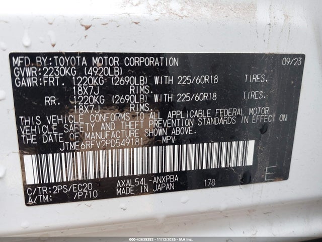 JTME6RFV2PD549181 Toyota Rav4 Hybrid Xse