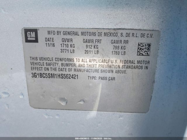 2017 CHEVROLET CRUZE 3G1BC5SM1HS562421 Photo 8