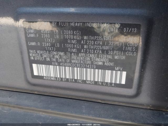 2014 SUBARU OUTBACK 4S4BRCDC8E3214370 Photo 8