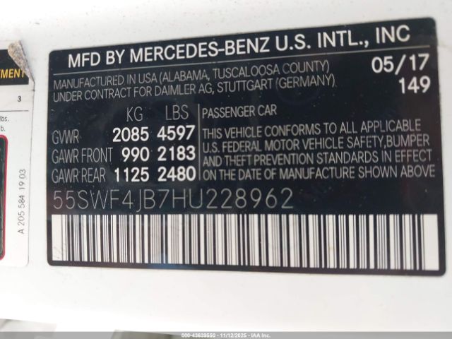 2017 MERCEDES-BENZ C 300 55SWF4JB7HU228962 Photo 8