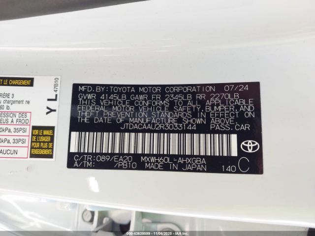 2024 TOYOTA PRIUS JTDACAAU2R3033144 Photo 8